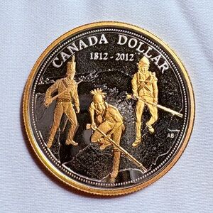 2012 1 Dollar Proof Coin Commemorating the War of 1812. Mintage 25000